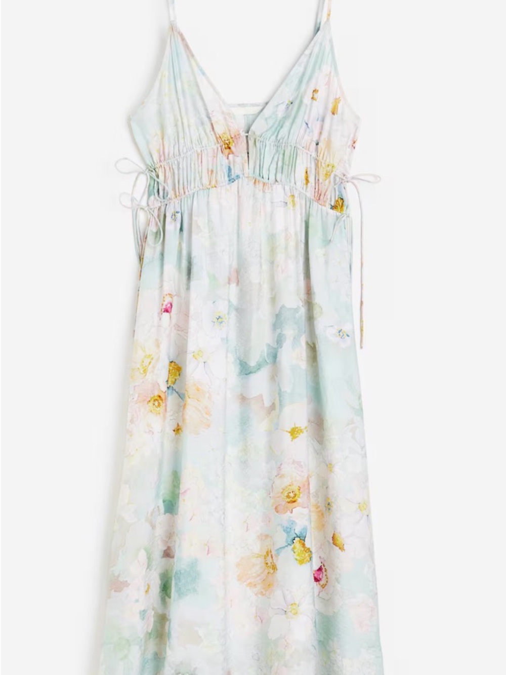 H&M  Floral Satin Pastel - Light Blue maxi dress